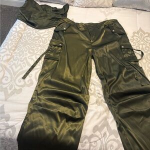 Olive Green Women's Cargo Pant set